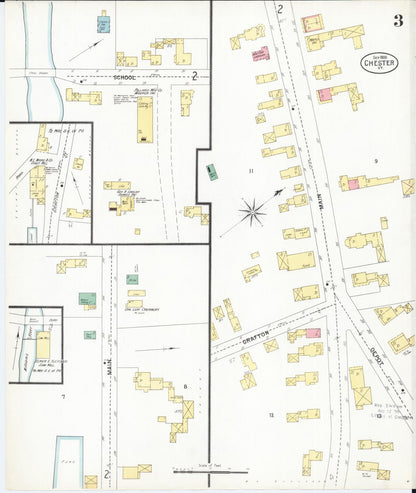 Sanborn Fire Insurance Map from Chester, Windsor County, Vermont (1900), Sheet #0003 - Complete Map Set gallery image, historic Sanborn map, vintage wall art, Vermont Vermont
