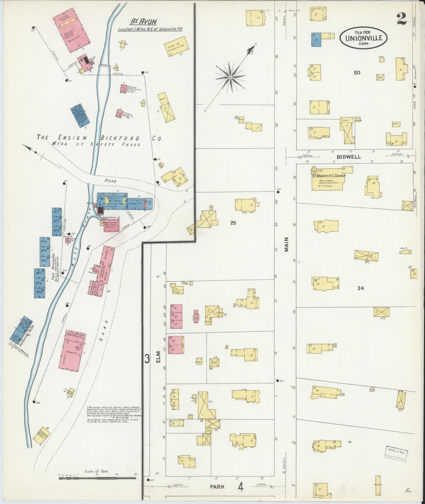 Sanborn Fire Insurance Map from Unionville, Hartford County, Connecticut (1909), Sheet #0002 - Complete Map Set gallery image, historic Sanborn map, vintage wall art, Connecticut Connecticut