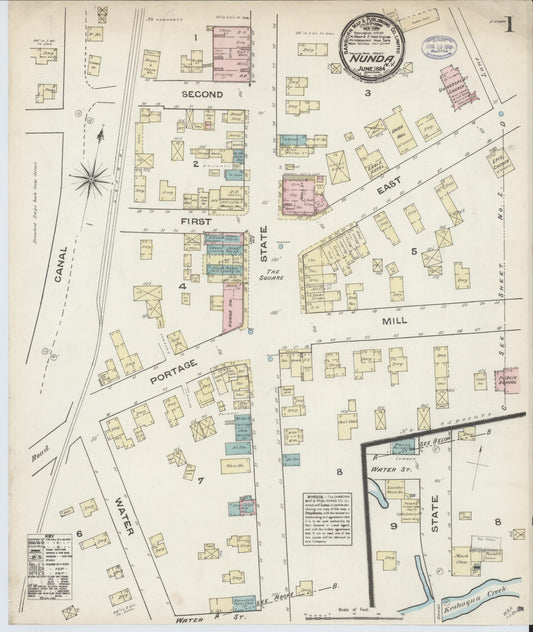 Sanborn Fire Insurance Map from Nunda, Livingston County, New York (1884), Sheet #0001 - Historic Sanborn Fire Insurance Map Print, vintage old map wall art, antique decor, genealogy gift, New York New York map