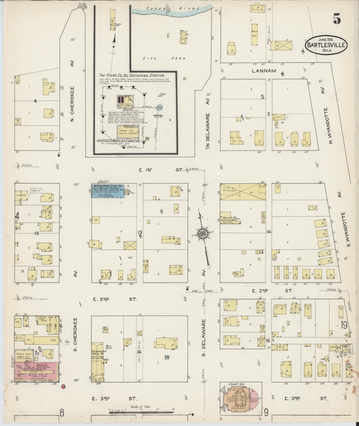 Sanborn Fire Insurance Map from Bartlesville, Washington County, Oklahoma (1915), Sheet #0005 - Complete Map Set gallery image, historic Sanborn map, vintage wall art, Oklahoma Oklahoma