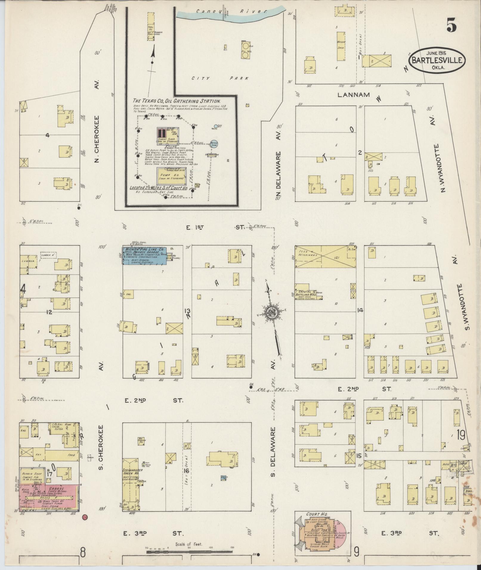 Sanborn Fire Insurance Map from Bartlesville, Washington County, Oklahoma (1915), Sheet #0005 - Complete Map Set gallery image, historic Sanborn map, vintage wall art, Oklahoma Oklahoma