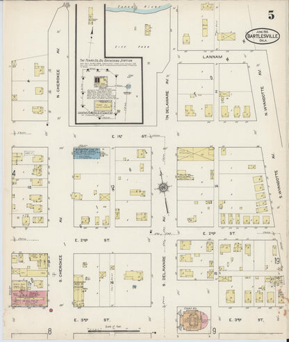 Sanborn Fire Insurance Map from Bartlesville, Washington County, Oklahoma (1915), Sheet #0005 - Complete Map Set gallery image, historic Sanborn map, vintage wall art, Oklahoma Oklahoma