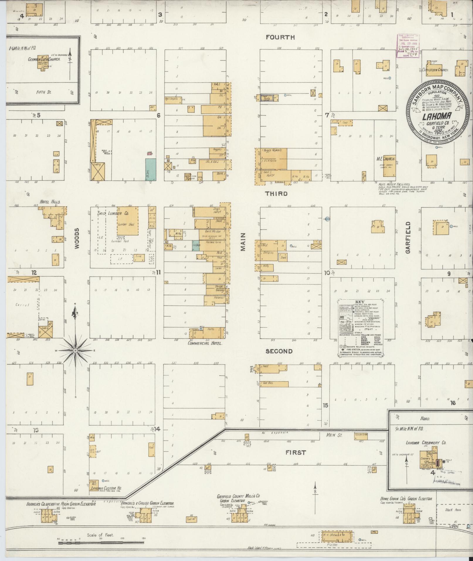 Sanborn Fire Insurance Map from Lahoma, Garfield County, Oklahoma. (1905) – Historic Sanborn Fire Insurance Map Print