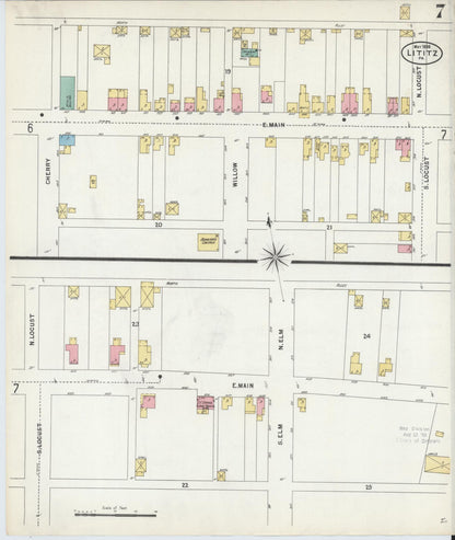 Sanborn Fire Insurance Map from Lititz, Lancaster County, Pennsylvania (1898), Sheet #0007 - Complete Map Set gallery image, historic Sanborn map, vintage wall art, Pennsylvania Pennsylvania