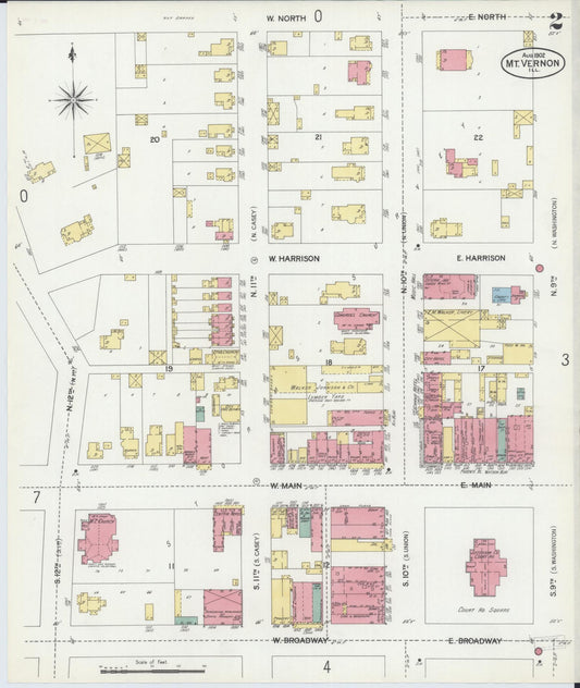Sanborn Fire Insurance Map from Mount Vernon, Jefferson County, Illinois (1902), Sheet #0002 - Historic Sanborn Fire Insurance Map Print, vintage old map wall art, antique decor, genealogy gift, Illinois Illinois map