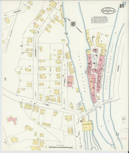Sanborn Fire Insurance Map from Seneca Falls, Seneca County, New York (1911), Sheet #0018 - Historic Sanborn Fire Insurance Map Print, vintage old map wall art, antique decor, genealogy gift, New York New York map