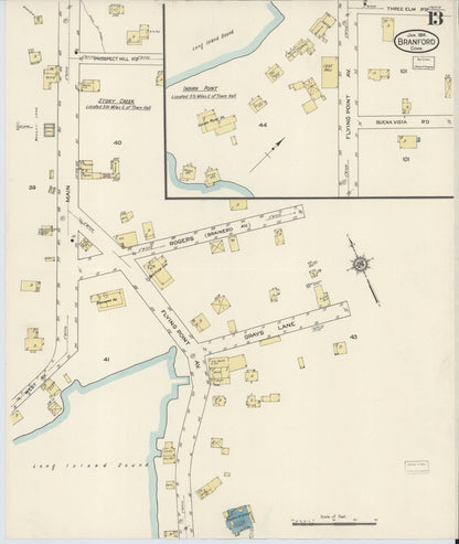 Sanborn Fire Insurance Map from Branford, New Haven County, Connecticut (1914), Sheet #0013 - Complete Map Set gallery image, historic Sanborn map, vintage wall art, Connecticut Connecticut