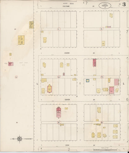 Sanborn Fire Insurance Map from Hardin, Big Horn County, Montana (1927), Sheet #0003 - Complete Map Set gallery image, historic Sanborn map, vintage wall art, Montana Montana