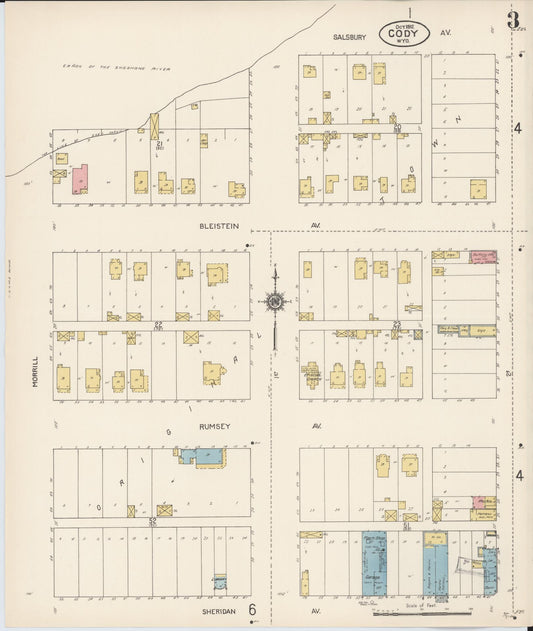Sanborn Fire Insurance Map from Cody, Park County, Wyoming (1912), Sheet #0003 - Historic Sanborn Fire Insurance Map Print, vintage old map wall art, antique decor, genealogy gift, Wyoming Wyoming map