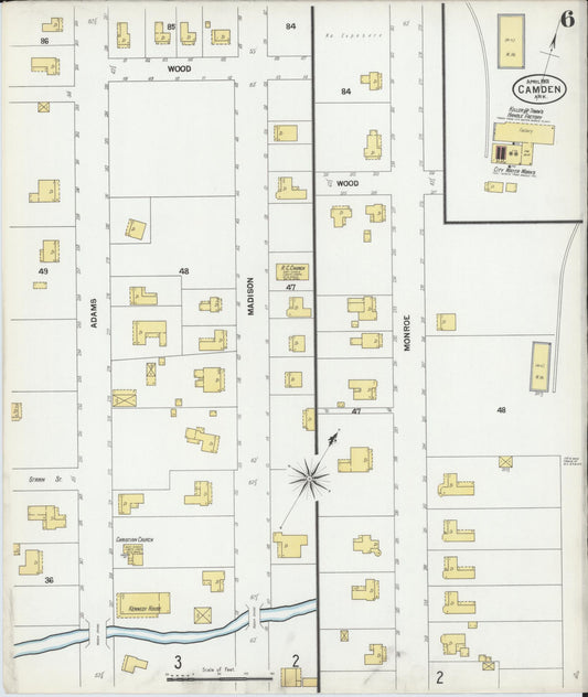 Sanborn Fire Insurance Map from Camden, Ouachita County, Arkansas (1901), Sheet #0006 - Historic Sanborn Fire Insurance Map Print, vintage old map wall art, antique decor, genealogy gift, Arkansas Arkansas map