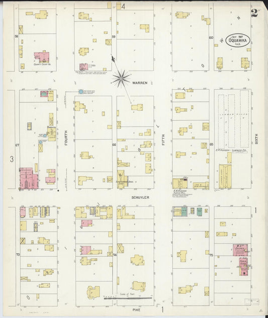 Sanborn Fire Insurance Map from Oquawka, Henderson County, Illinois (1907), Sheet #0002 - Historic Sanborn Fire Insurance Map Print, vintage old map wall art, antique decor, genealogy gift, Illinois Illinois map