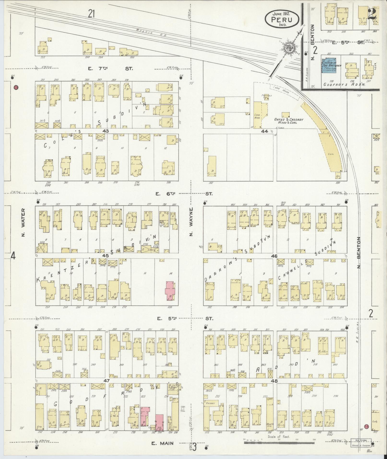 Sanborn Fire Insurance Map from Peru, Miami County, Indiana (1912), Sheet #0002 - Complete Map Set gallery image, historic Sanborn map, vintage wall art, Indiana Indiana