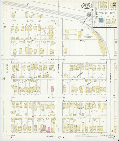 Sanborn Fire Insurance Map from Peru, Miami County, Indiana (1912), Sheet #0002 - Complete Map Set gallery image, historic Sanborn map, vintage wall art, Indiana Indiana