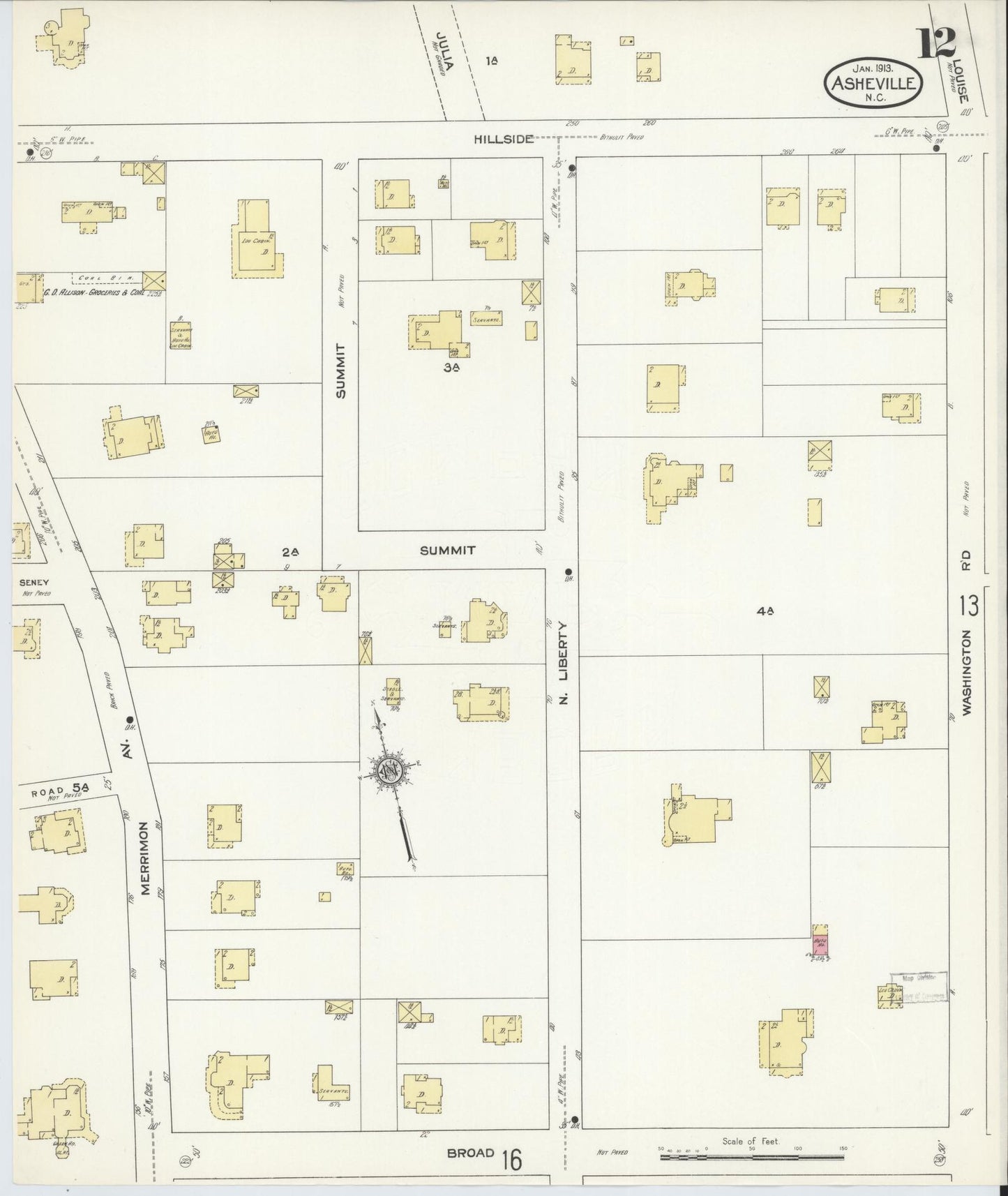 Sanborn Fire Insurance Map from Asheville, Buncombe County, North Carolina (1913), Sheet #0012 - Complete Map Set gallery image, historic Sanborn map, vintage wall art, North Carolina North Carolina