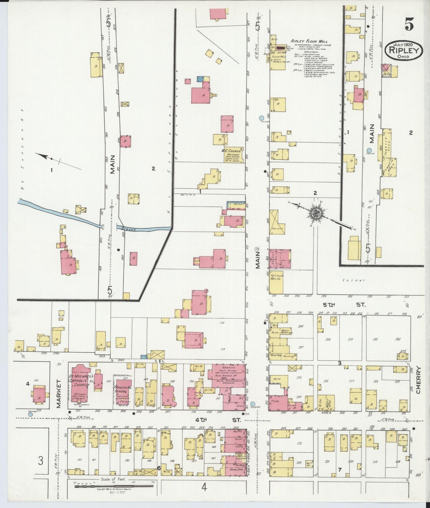 Sanborn Fire Insurance Map from Ripley, Brown County, Ohio (1920), Sheet #0005 - Complete Map Set gallery image, historic Sanborn map, vintage wall art, Ohio Ohio