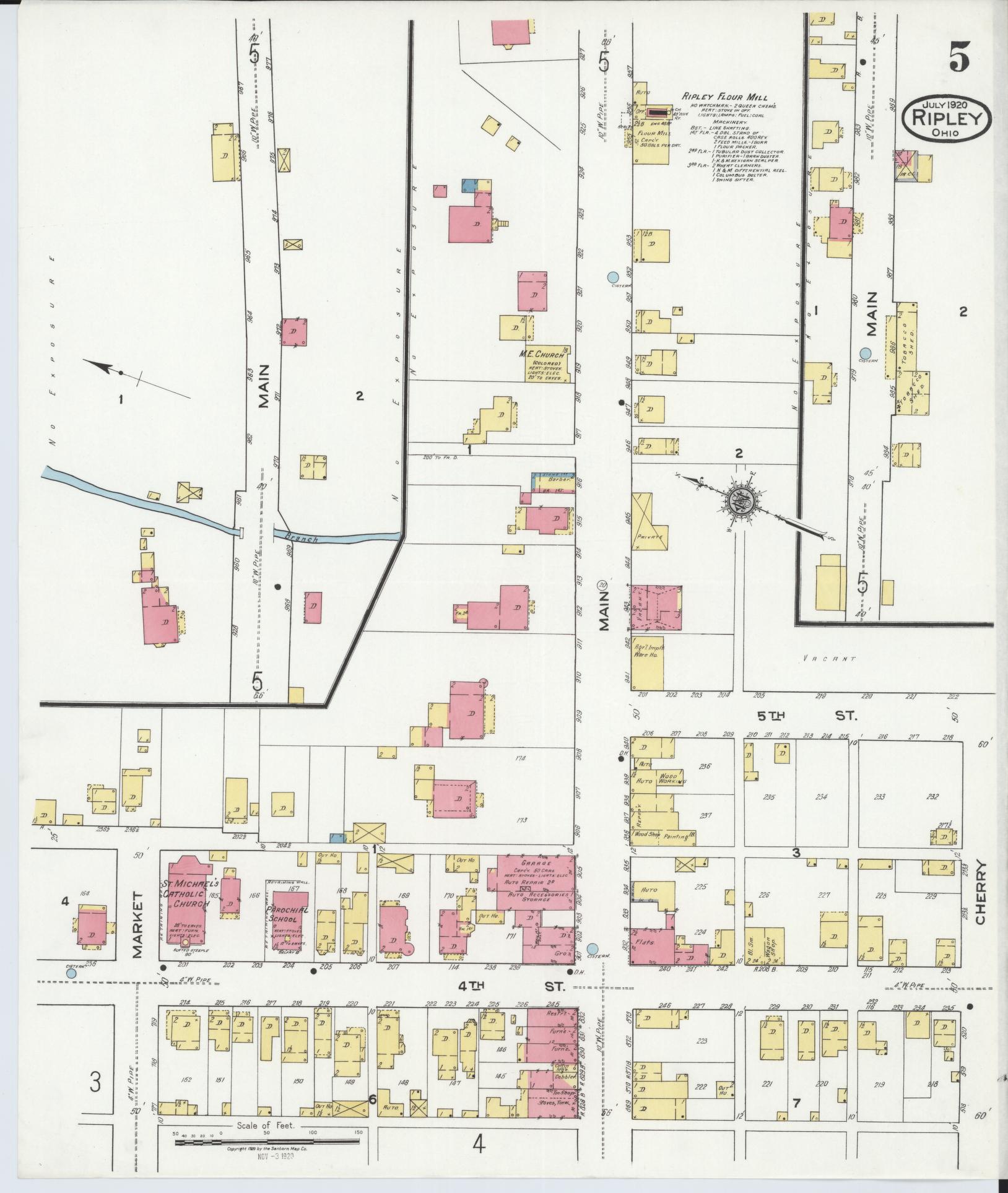 Sanborn Fire Insurance Map from Ripley, Brown County, Ohio (1920), Sheet #0005 - Complete Map Set gallery image, historic Sanborn map, vintage wall art, Ohio Ohio