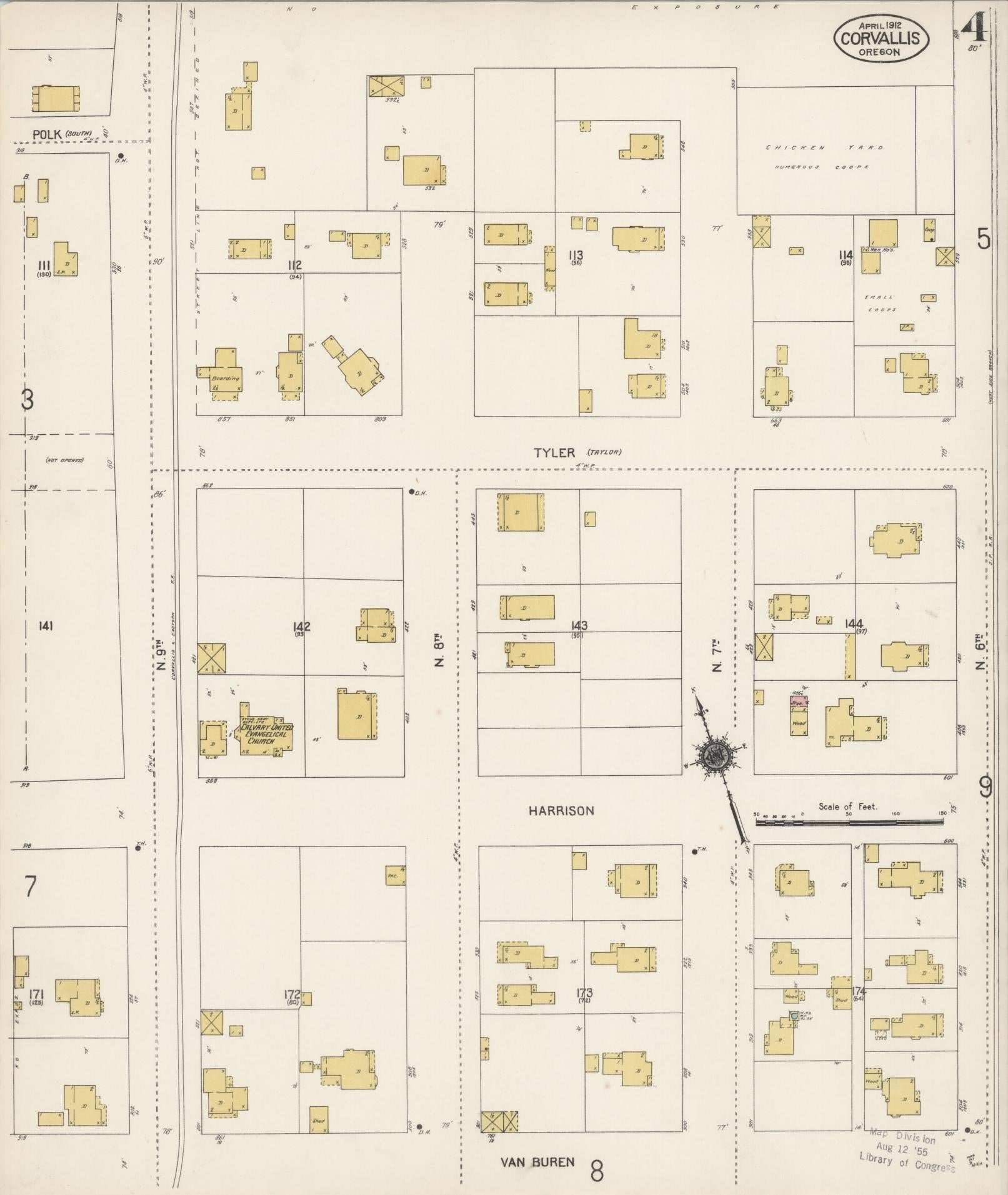 Sanborn Fire Insurance Map from Corvallis, Benton County, Oregon (1912), Sheet #0004 - Complete Map Set gallery image, historic Sanborn map, vintage wall art, Oregon Oregon
