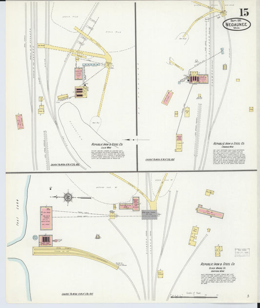 Sanborn Fire Insurance Map from Negaunee, Marquette County, Michigan (1911), Sheet #0015 - Historic Sanborn Fire Insurance Map Print, vintage old map wall art, antique decor, genealogy gift, Michigan Michigan map