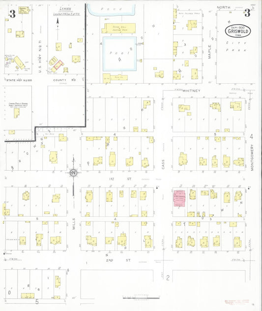 Sanborn Fire Insurance Map from Griswold, Cass County, Iowa (1930), Sheet #0003 - Historic Sanborn Fire Insurance Map Print, vintage old map wall art