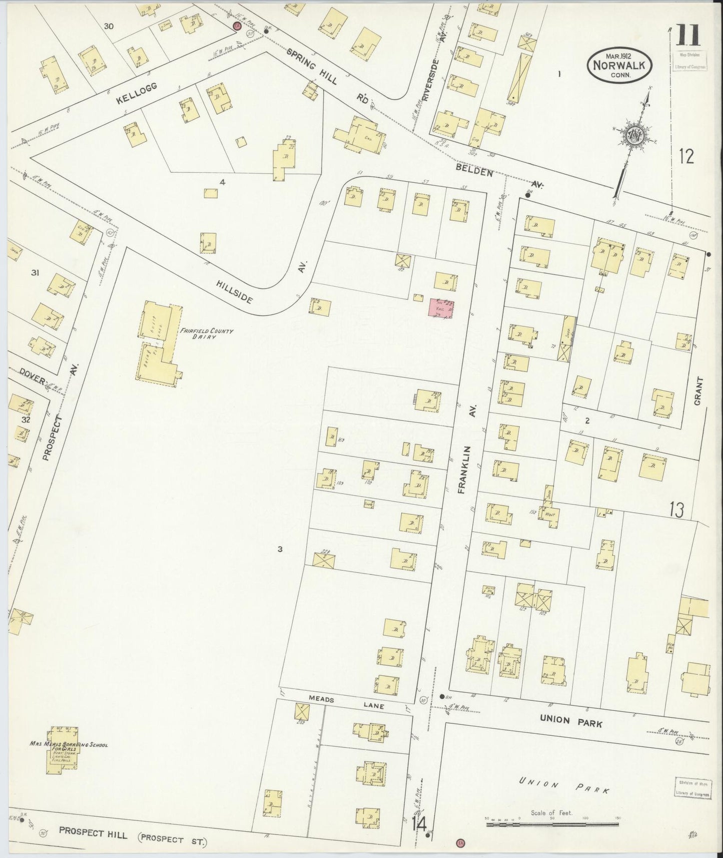 Sanborn Fire Insurance Map from Norwalk, Fairfield County, Connecticut (1912), Sheet #0011 - Complete Map Set gallery image, historic Sanborn map, vintage wall art, Connecticut Connecticut
