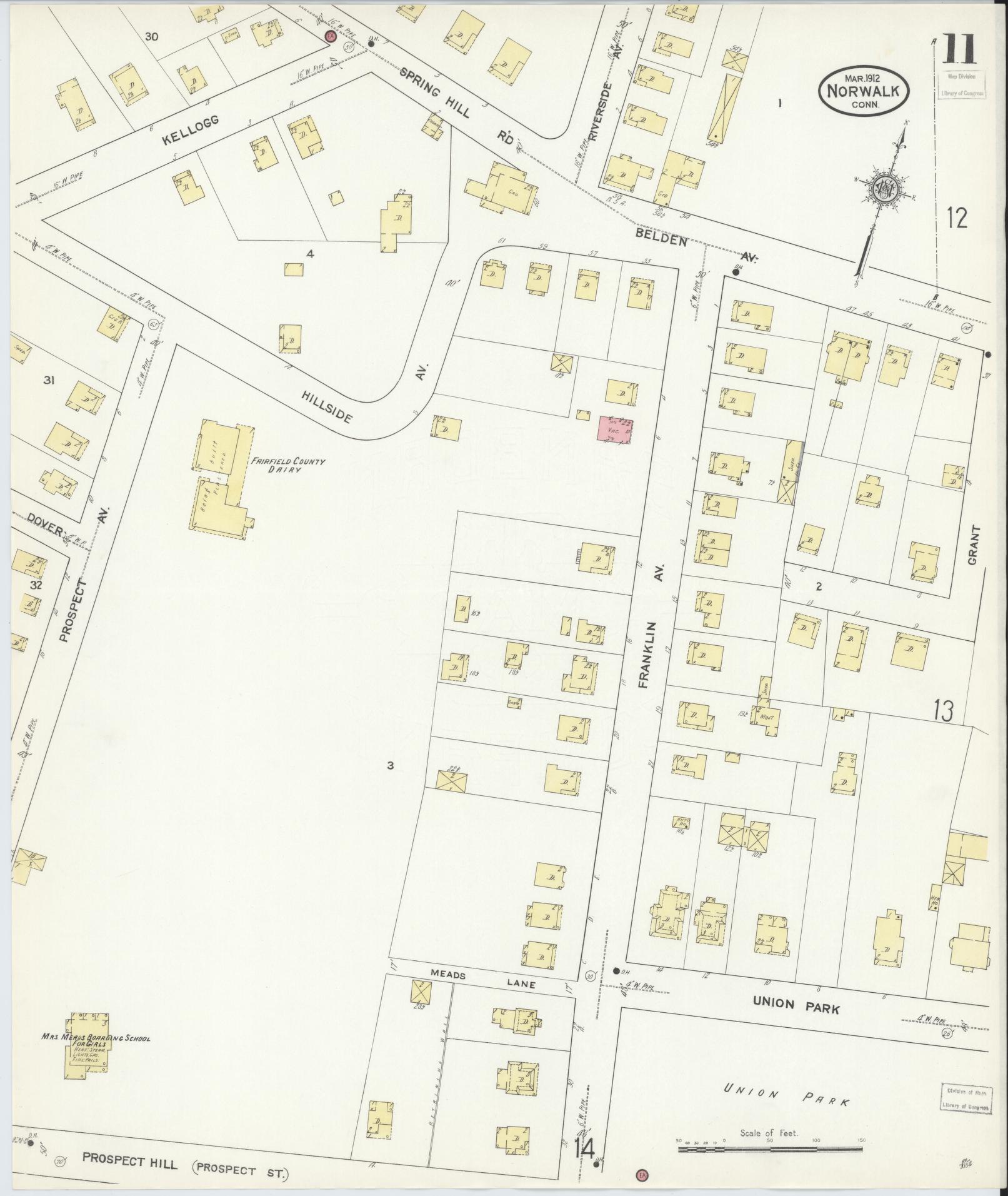 Sanborn Fire Insurance Map from Norwalk, Fairfield County, Connecticut (1912), Sheet #0011 - Complete Map Set gallery image, historic Sanborn map, vintage wall art, Connecticut Connecticut