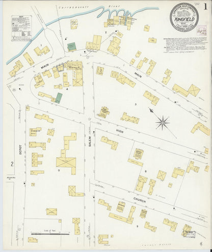 Sanborn Fire Insurance Map from Kingfield, Franklin County, Maine (1908), Sheet #0001 - Complete Map Set gallery image, historic Sanborn map, vintage wall art, Maine Maine