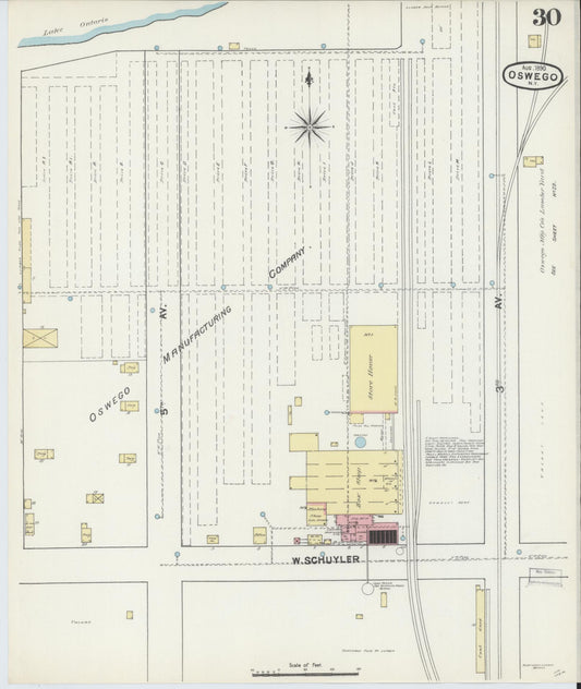 Sanborn Fire Insurance Map from Oswego, Oswego County, New York (1890), Sheet #0030 - Historic Sanborn Fire Insurance Map Print, vintage old map wall art, antique decor, genealogy gift, New York New York map