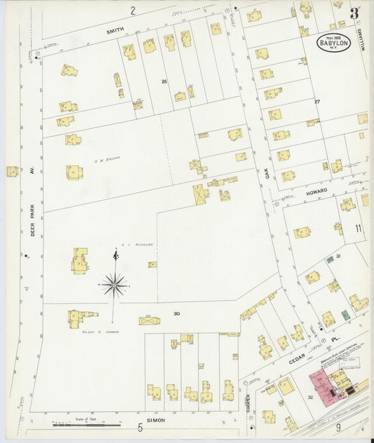Sanborn Fire Insurance Map from Babylon, Suffolk County, New York (1908), Sheet #0003 - Historic Sanborn Fire Insurance Map Print, vintage old map wall art, antique decor, genealogy gift, New York New York map