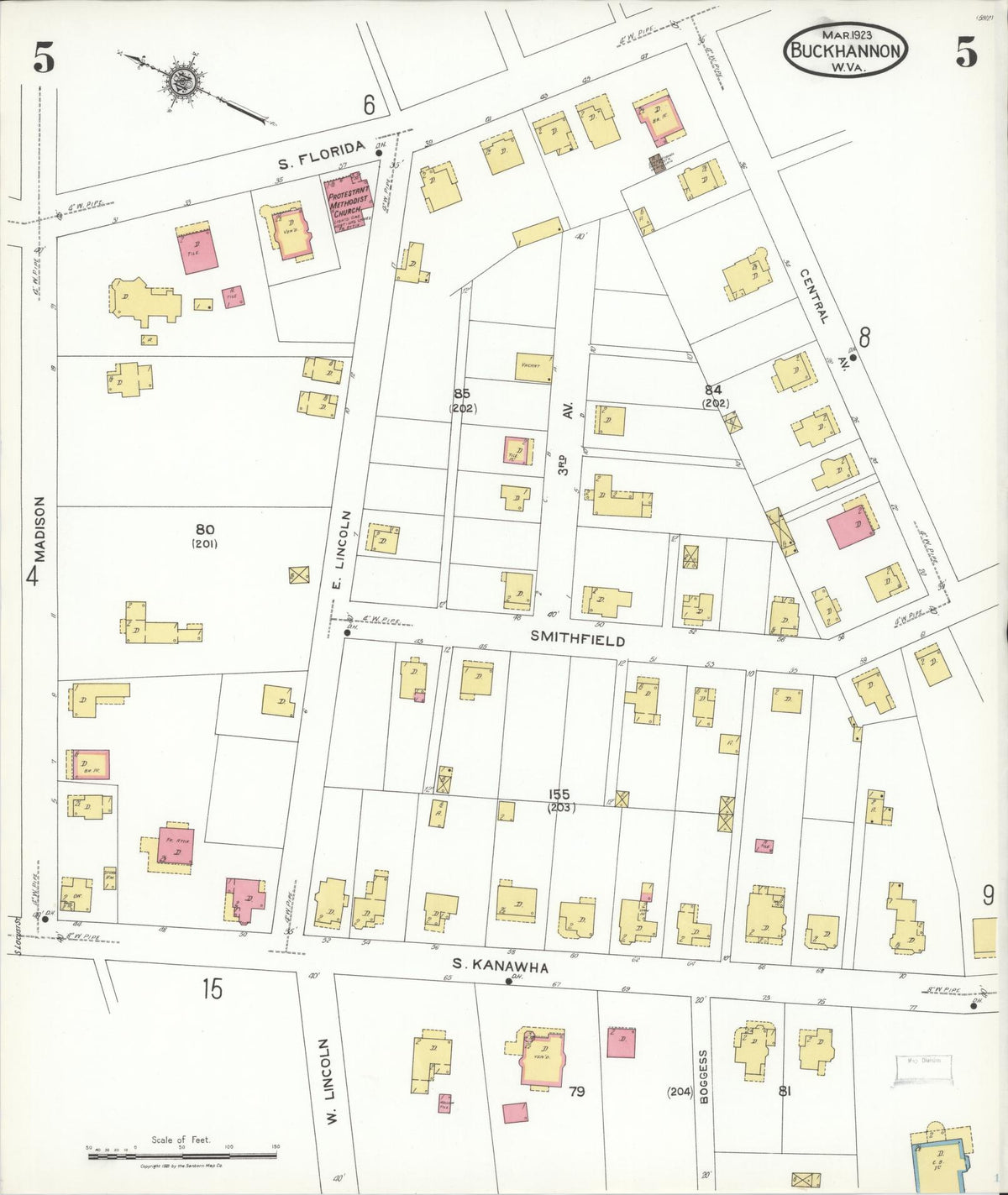 Sanborn Fire Insurance Map from Buckhannon, Upshur County, West Virginia (1923), Sheet #0005 - Complete Map Set gallery image, historic Sanborn map, vintage wall art, West Virginia West Virginia