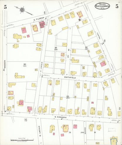 Sanborn Fire Insurance Map from Buckhannon, Upshur County, West Virginia (1923), Sheet #0005 - Complete Map Set gallery image, historic Sanborn map, vintage wall art, West Virginia West Virginia