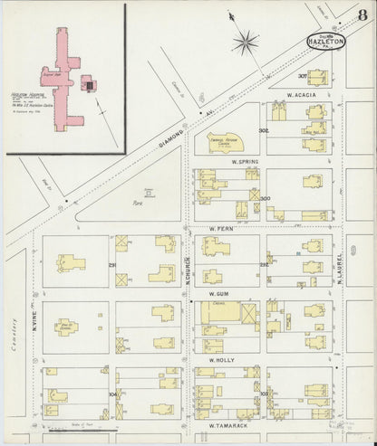 Sanborn Fire Insurance Map from Hazleton, Luzerne County, Pennsylvania (1895), Sheet #0008 - Complete Map Set gallery image, historic Sanborn map, vintage wall art, Pennsylvania Pennsylvania