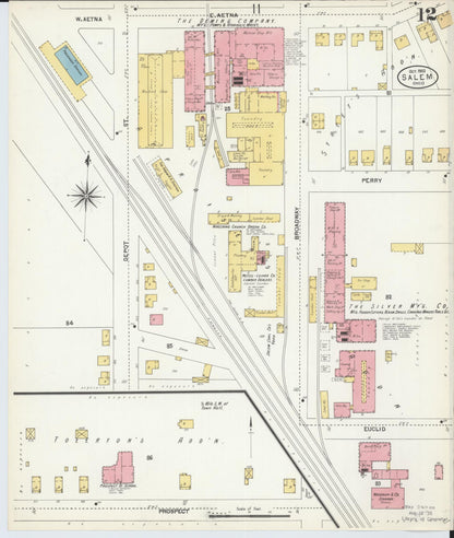 Sanborn Fire Insurance Map from Salem, Columbiana County, Ohio (1903), Sheet #0012 - Historic Sanborn Fire Insurance Map Print, vintage old map wall art, antique decor, genealogy gift, Ohio Ohio map