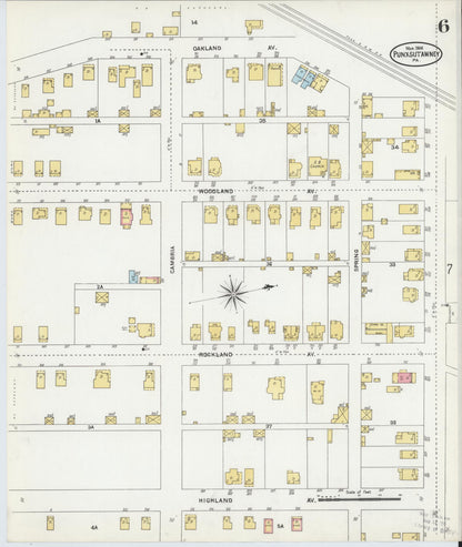 Sanborn Fire Insurance Map from Punxsutawney, Jefferson County, Pennsylvania (1906), Sheet #0006 - Complete Map Set gallery image, historic Sanborn map, vintage wall art, Pennsylvania Pennsylvania