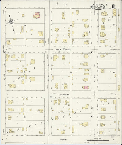 Sanborn Fire Insurance Map from Chillicothe, Peoria County, Illinois (1913), Sheet #0008 - Historic Sanborn Fire Insurance Map Print, vintage old map wall art, antique decor, genealogy gift, Illinois Illinois map