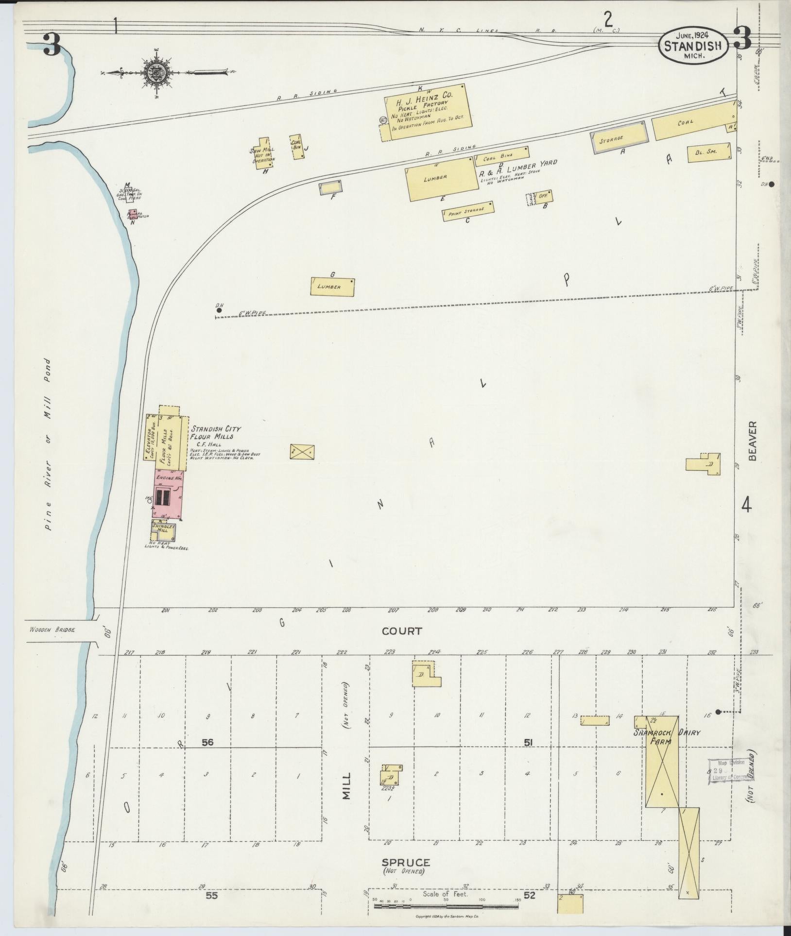 Sanborn Fire Insurance Map from Standish, Arenac County, Michigan (1924), Sheet #0003 - Complete Map Set gallery image, historic Sanborn map, vintage wall art, Michigan Michigan