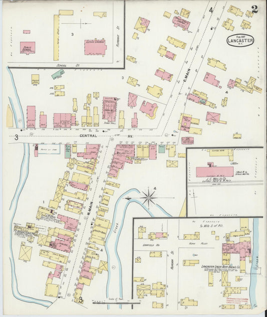 Sanborn Fire Insurance Map from Lancaster, Erie County, New York (1897), Sheet #0002 - Historic Sanborn Fire Insurance Map Print, vintage old map wall art, antique decor, genealogy gift, New York New York map