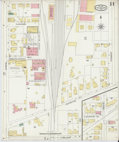 Sanborn Fire Insurance Map from Jackson, Madison County, Tennessee (1896), Sheet #0011 - Complete Map Set gallery image, historic Sanborn map, vintage wall art, Tennessee Tennessee
