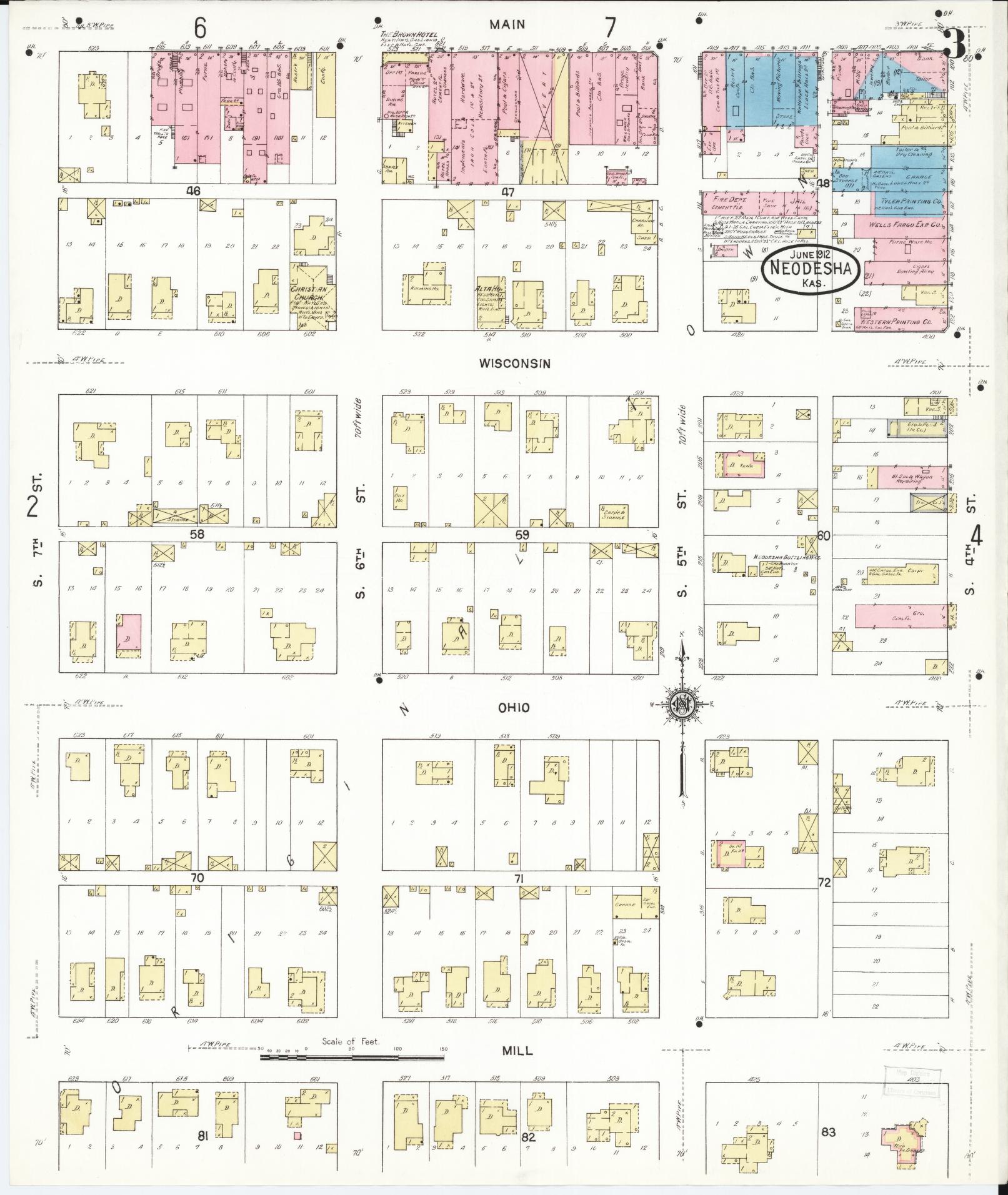 Sanborn Fire Insurance Map from Neodesha, Wilson County, Kansas (1912), Sheet #0003 - Complete Map Set gallery image, historic Sanborn map, vintage wall art, Kansas Kansas