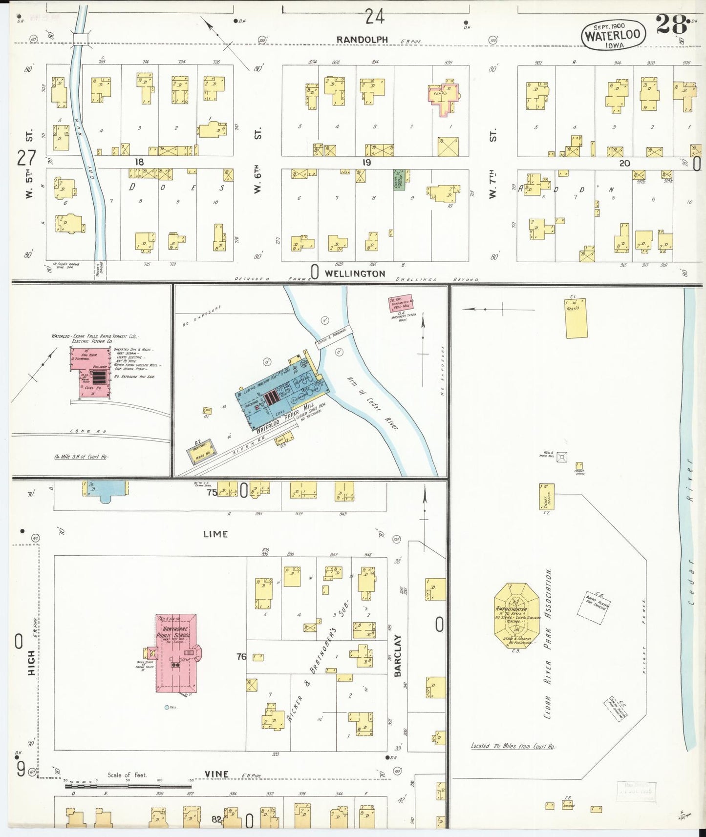 Sanborn Fire Insurance Map from Waterloo, Black Hawk County, Iowa (1900), Sheet #0028 - Historic Sanborn Fire Insurance Map Print