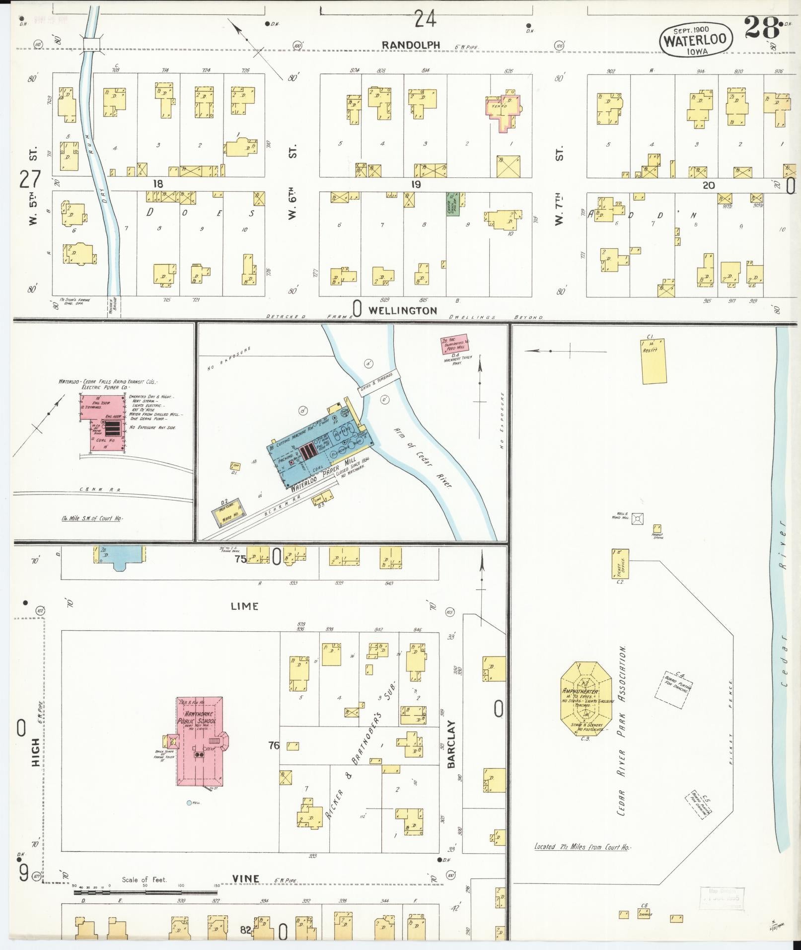 Sanborn Fire Insurance Map from Waterloo, Black Hawk County, Iowa (1900), Sheet #0028 - Historic Sanborn Fire Insurance Map Print