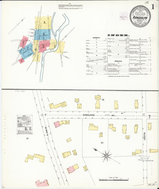 Sanborn Fire Insurance Map from Randolph, Orange County, Vermont (1905), Sheet #0001 - Complete Map Set gallery image, historic Sanborn map, vintage wall art, Vermont Vermont