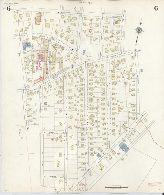 Sanborn Fire Insurance Map from Whitman, Plymouth County, Massachusetts (1950), Sheet #0006 - Historic Sanborn Fire Insurance Map Print, vintage old map wall art, antique decor, genealogy gift, Massachusetts Massachusetts map