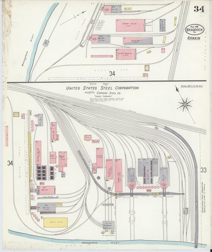 Sanborn Fire Insurance Map from Braddock, Allegheny County, Pennsylvania (1908), Sheet #0034 - Complete Map Set gallery image, historic Sanborn map, vintage wall art, Pennsylvania Pennsylvania