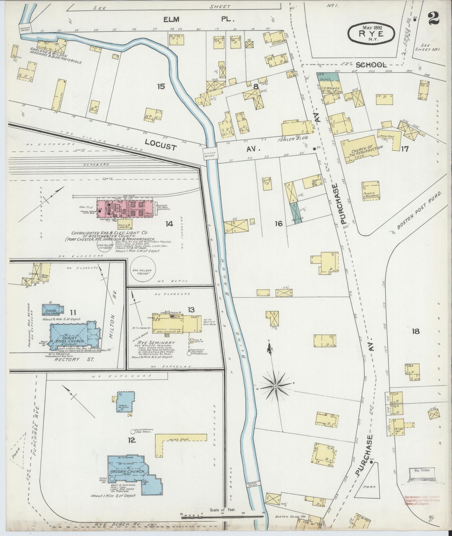 Sanborn Fire Insurance Map from Rye, Westchester County, New York (1892), Sheet #0002 - Complete Map Set gallery image, historic Sanborn map, vintage wall art, New York New York