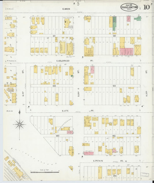 Sanborn Fire Insurance Map from Grand Junction, Mesa County, Colorado (1904), Sheet #0010 - Historic Sanborn Fire Insurance Map Print, vintage old map wall art, antique decor, genealogy gift, Colorado Colorado map