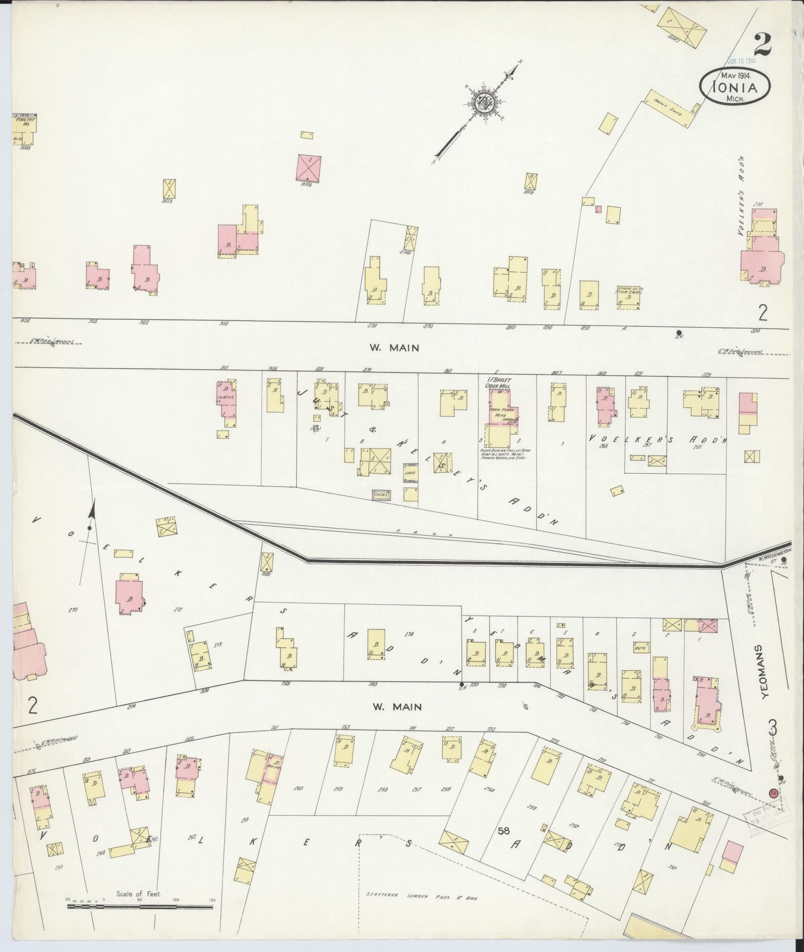 Sanborn Fire Insurance Map from Ionia, Ionia County, Michigan (1914), Sheet #0002 - Complete Map Set gallery image, historic Sanborn map, vintage wall art, Michigan Michigan