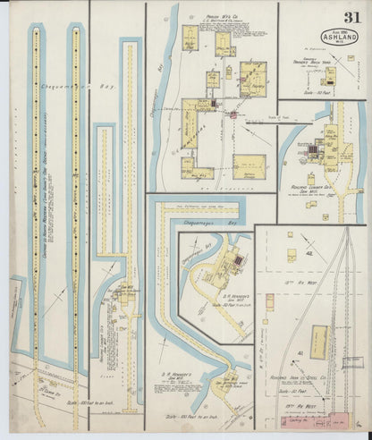 Sanborn Fire Insurance Map from Ashland, Ashland County, Wisconsin (1895), Sheet #0031 - Historic Sanborn Fire Insurance Map Print, vintage old map wall art, antique decor, genealogy gift, Wisconsin Wisconsin map