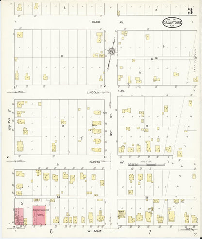 Sanborn Fire Insurance Map from Osawatomie, Miami County, Kansas (1913), Sheet #0003 - Complete Map Set gallery image, historic Sanborn map, vintage wall art, Kansas Kansas
