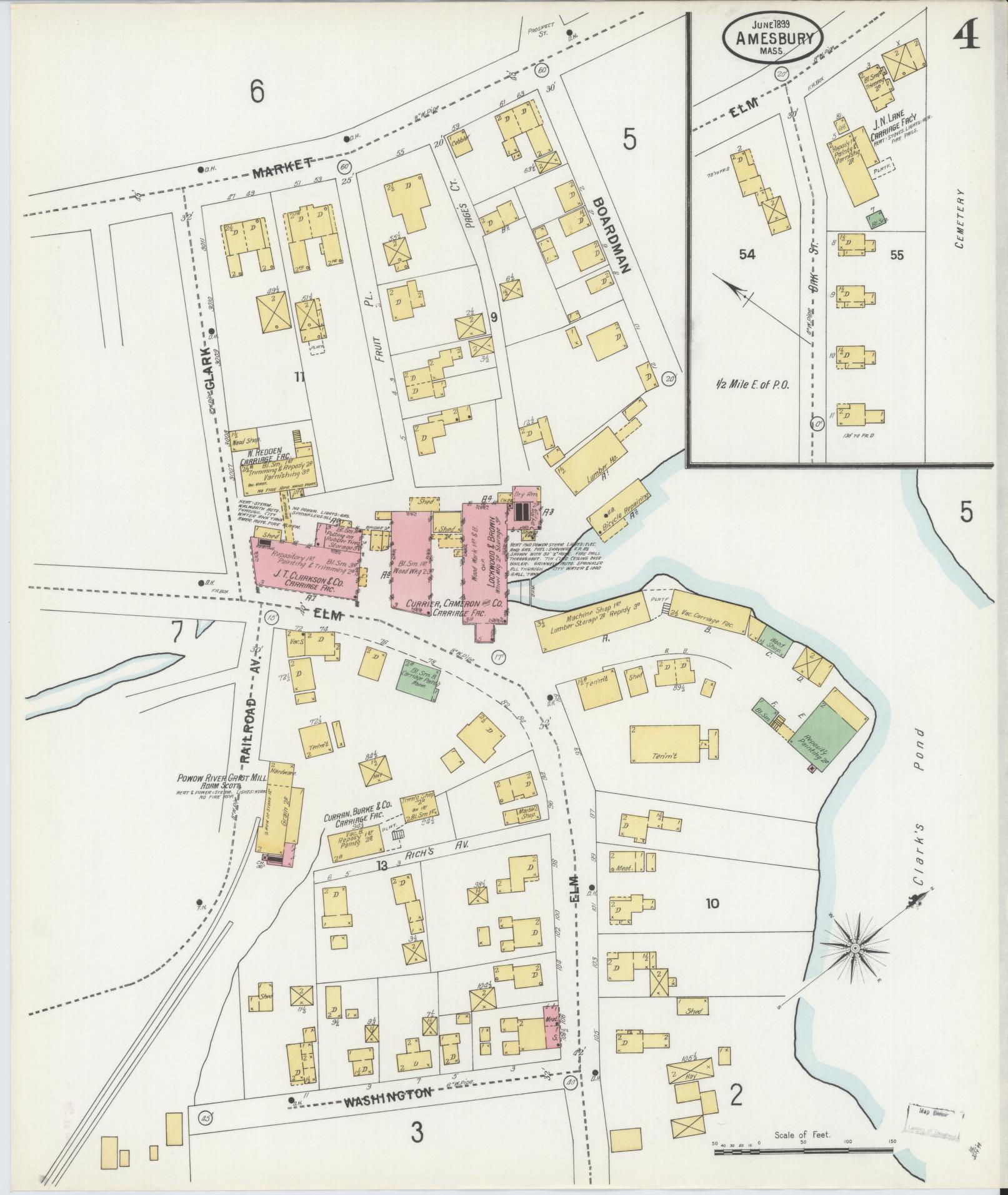 Sanborn Fire Insurance Map from Amesbury, Essex County, Massachusetts (1899), Sheet #0004 - Complete Map Set gallery image, historic Sanborn map, vintage wall art, Massachusetts Massachusetts
