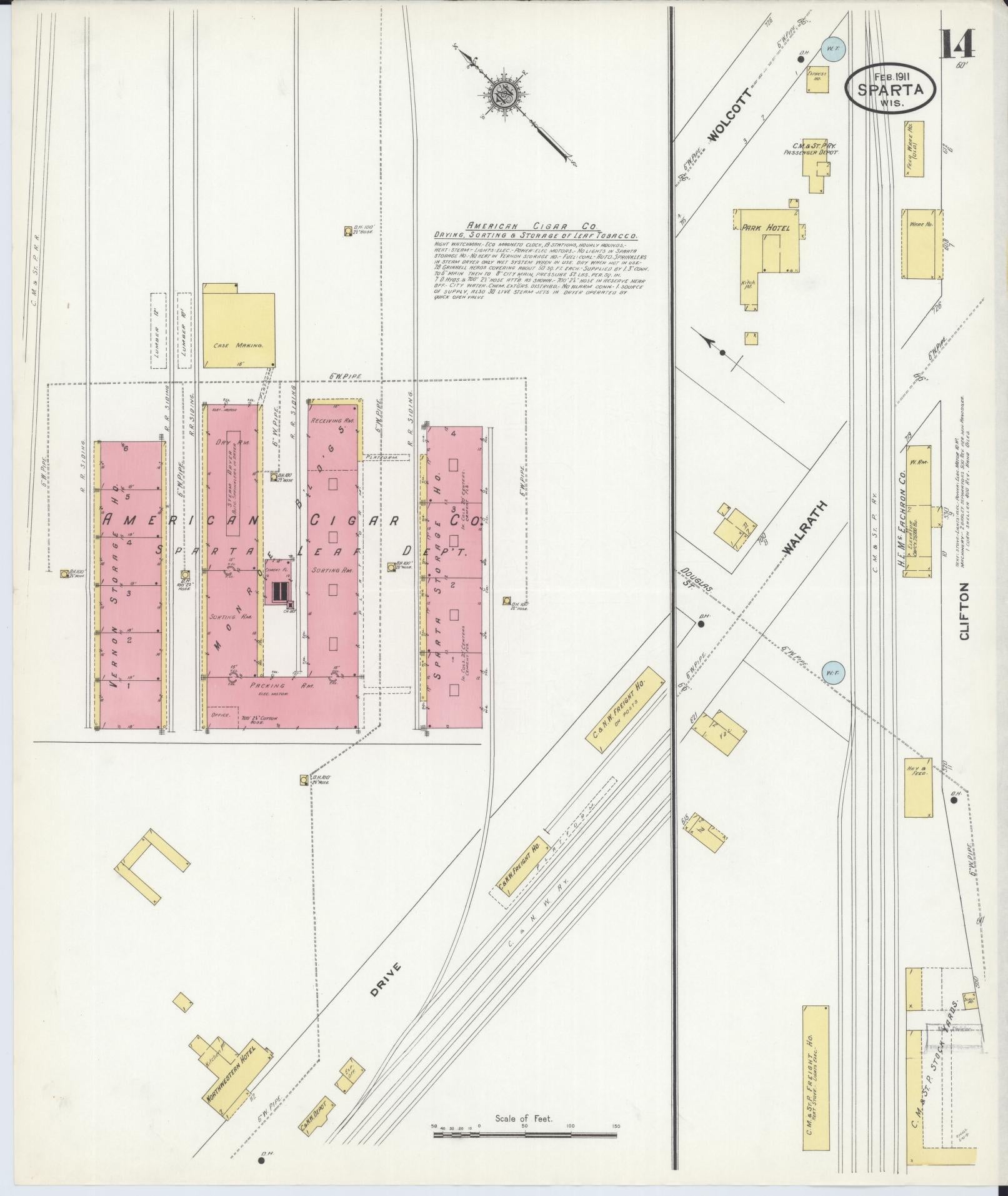 Sanborn Fire Insurance Map from Sparta, Monroe County, Wisconsin (1911), Sheet #0014 - Complete Map Set gallery image, historic Sanborn map, vintage wall art, Wisconsin Wisconsin